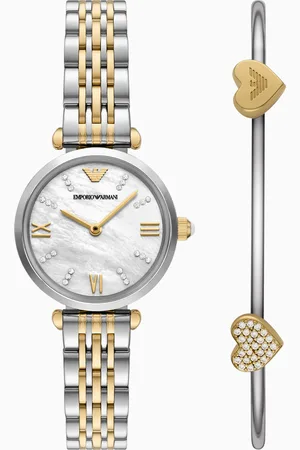 Emporio Armani Two-Hand Two-Tone Stainless Steel Watch and Bracelet Set