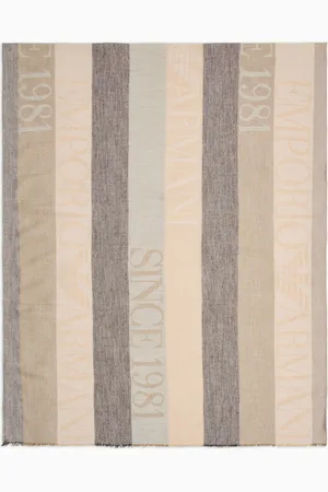 Emporio Armani Stole with vertical pattern and Since 1981 jacquard logo
