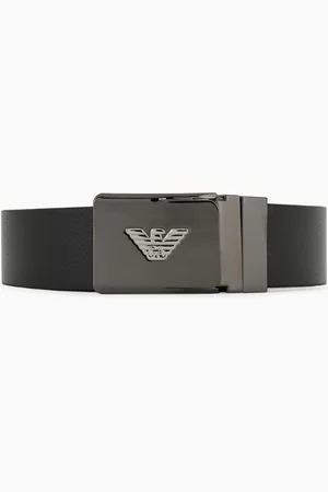 Emporio Armani Leather belt with metal logo buckle
