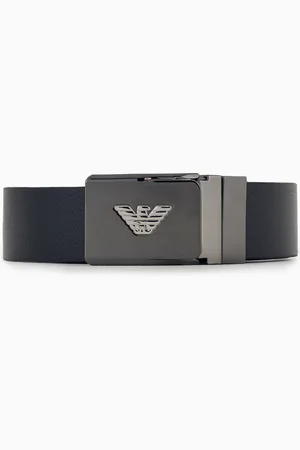 Emporio Armani Leather belt with metal logo buckle