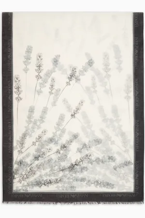 Emporio Armani Floral-print stole in a modal and linen blend