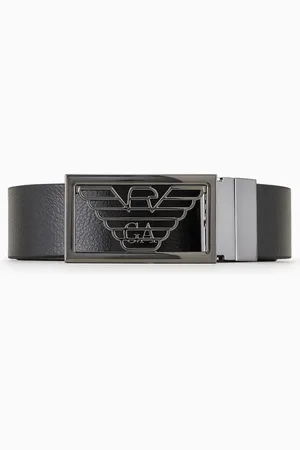 Emporio Armani Two-toned reversible leather belt with one side in palmellato leather