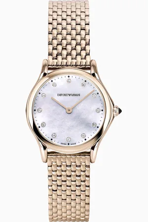 Emporio Armani Swiss Two-Hand Pale Pink Stainless Steel Watch
