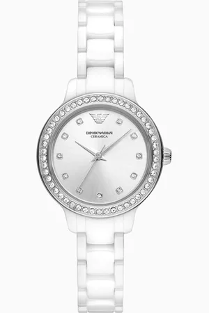 Emporio Armani Three-Hand White Ceramic Watch