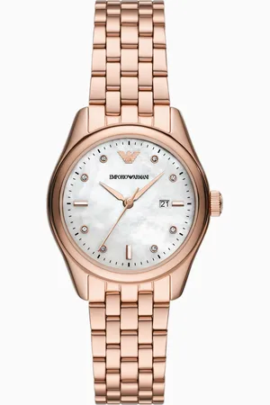 Emporio Armani Three-Hand Date Rose Gold-Tone Stainless Steel Watch