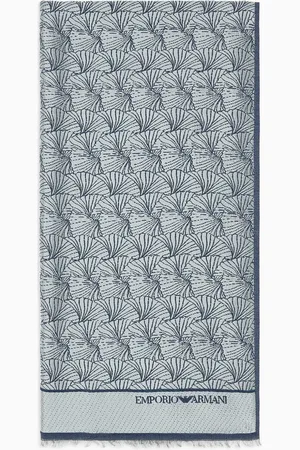 Emporio Armani Stole with all-over ginkgo jacquard pattern