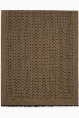 Emporio Armani Modal-blend jacquard stole with all-over eagles