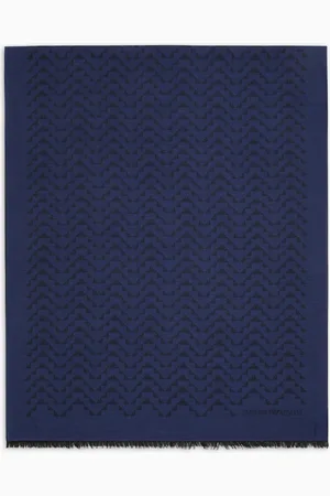 Emporio Armani Modal-blend jacquard stole with all-over eagles
