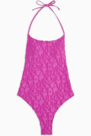 Emporio Armani ASV one-piece swimsuit in recycled jacquard with an all-over 3D bold logo