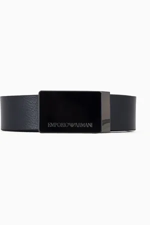 Emporio Armani Pebbled leather belt with plate