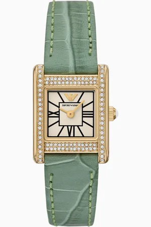 Emporio Armani Two-Hand Green Leather Watch