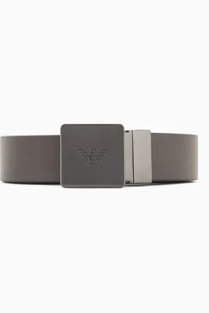 Emporio Armani Reversible belt in two-tone leather with plate