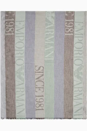 Emporio Armani Stole with vertical pattern and Since 1981 jacquard logo