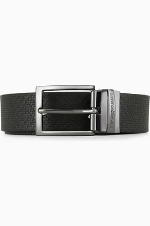 Emporio Armani Reversible leather belt in weave print