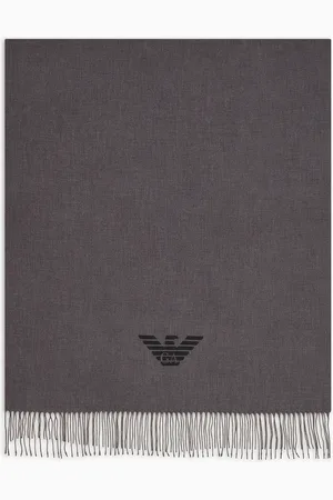 Emporio Armani Fringed scarf with eagle print