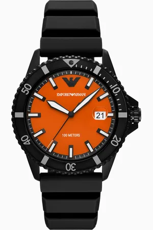 Emporio Armani World Explorer Three-Hand Date Black Silicone Watch