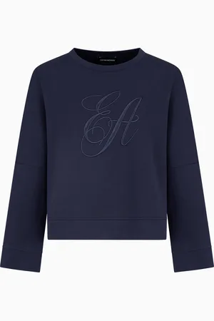 Emporio Armani Double-jersey sweatshirt with oversized logo embroidery