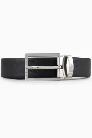 Emporio Armani Reversible belt in two-tone leather with all-over embossed eagle