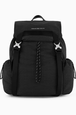 Emporio Armani Nylon backpack with all-over, jacquard logo lettering