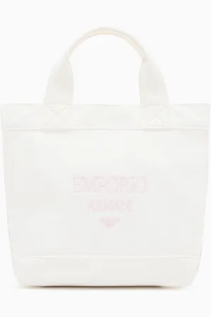 Emporio Armani Canvas shopper bag with logo embroidery