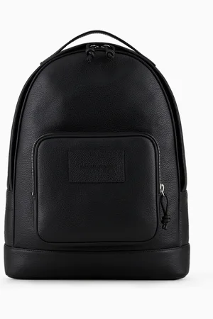 Emporio Armani Rounded backpack in tumbled leather