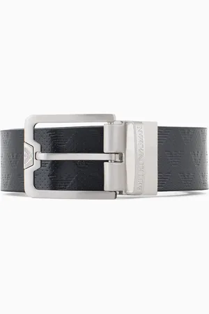 Emporio Armani Leather belt with all-over embossed eagle
