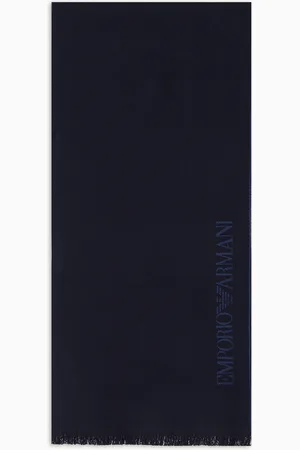 Emporio Armani Wool scarf with jacquard logo lettering