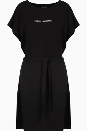 Emporio Armani ASV recycled viscose micro stud logo beachwear dress