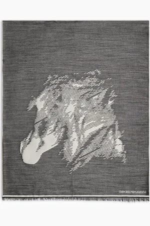 Emporio Armani Horse design jacquard modal-blend stole