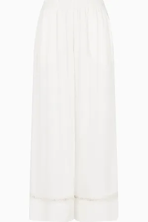 Emporio Armani Viscose beachwear trousers with logo lace details