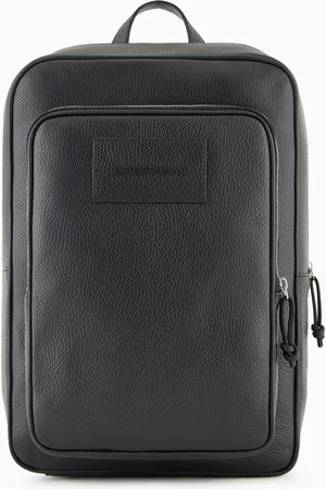 Emporio Armani Tumbled-leather backpack with laptop compartment