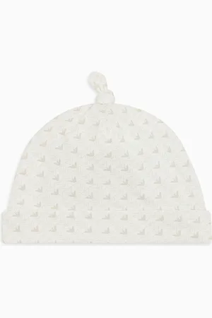 Emporio Armani Jersey beanie with op-art eagles
