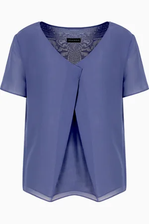 Emporio Armani Technical georgette V-neck blouse