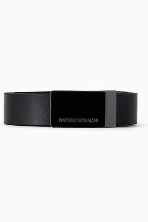 Emporio Armani Pebbled leather belt with plate