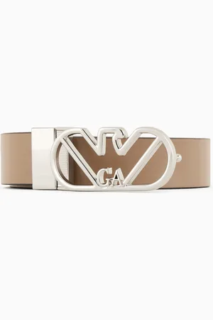 Emporio Armani Reversible belt in deer-print leather with eagle buckle