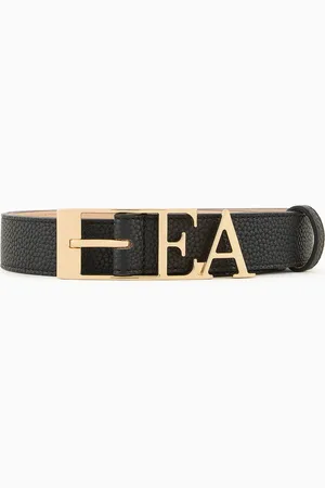 Emporio Armani Deer-print belt with shaped EA buckle