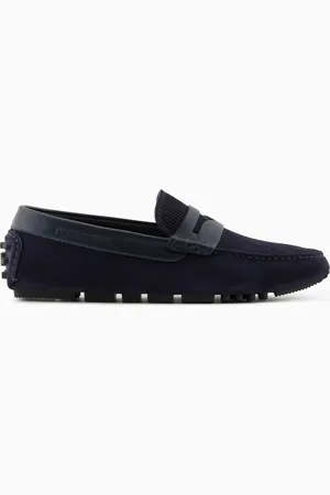 Emporio Armani Multi-striped suede driving loafers