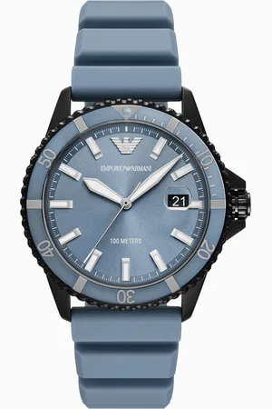 Emporio Armani World Explorer Three-Hand Date Blue Silicone Watch