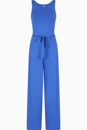 Emporio Armani ASV recycled viscose beachwear jumpsuit with micro stud logo