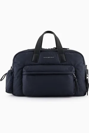 Emporio Armani Nylon duffel bag with all-over jacquard logo lettering