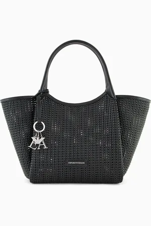 Emporio Armani Interwoven shopper bag with logo charm