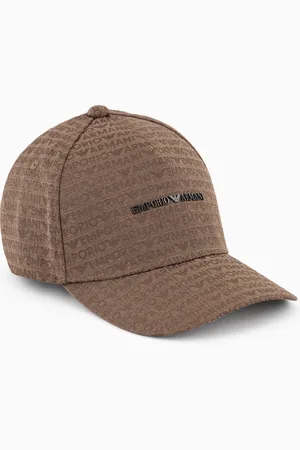 Emporio Armani Jacquard nylon baseball cap with all-over logo lettering