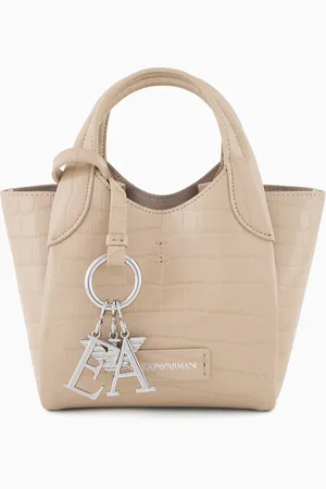 Emporio Armani Small shopper bag with mock-croc finish and logo charm