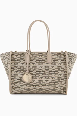 Emporio Armani Medium shopper bag with all-over monogram print