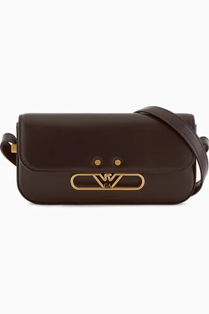 Emporio Armani Smooth leather mini shoulder bag with metal eagle logo