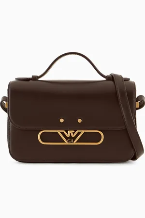 Emporio Armani Smooth leather shoulder bag with metal eagle logo