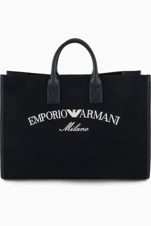Emporio Armani Canvas shopper bag with logo embroidery