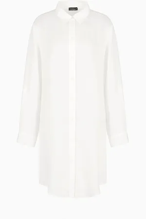 Emporio Armani Beachwear shirt dress with logo-lace details