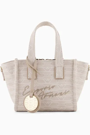 Emporio Armani Small shopper bag in jacquard canvas with all-over monogram