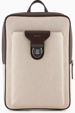 Emporio Armani Canvas backpack with leather details